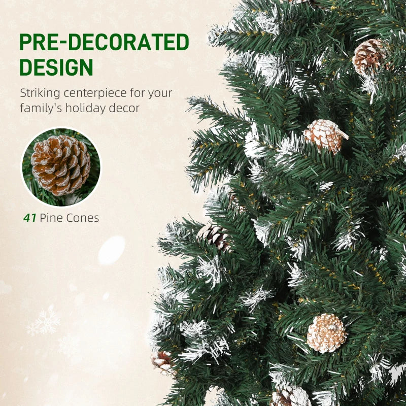 5FT Artificial Christmas Tree with Pine Cones - Automatic Open Holiday Decoration for Home - Lush Green Xmas Tree