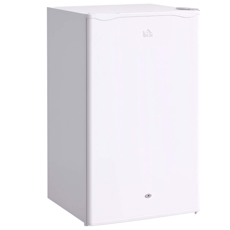 91L Freestanding Under-Counter Fridge with Lock - Compact White Refrigerator for Home, Office, or Bar Use