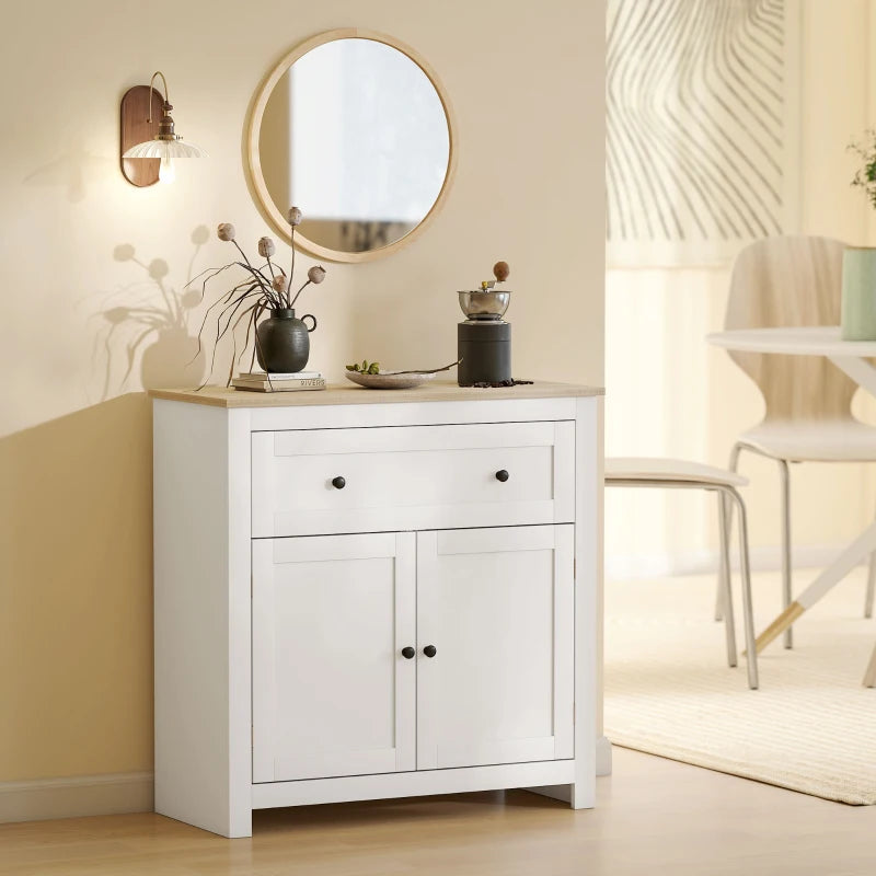 Modern White Sideboard Storage Cabinet with Adjustable Shelf and Drawer for Living Room Dining Room