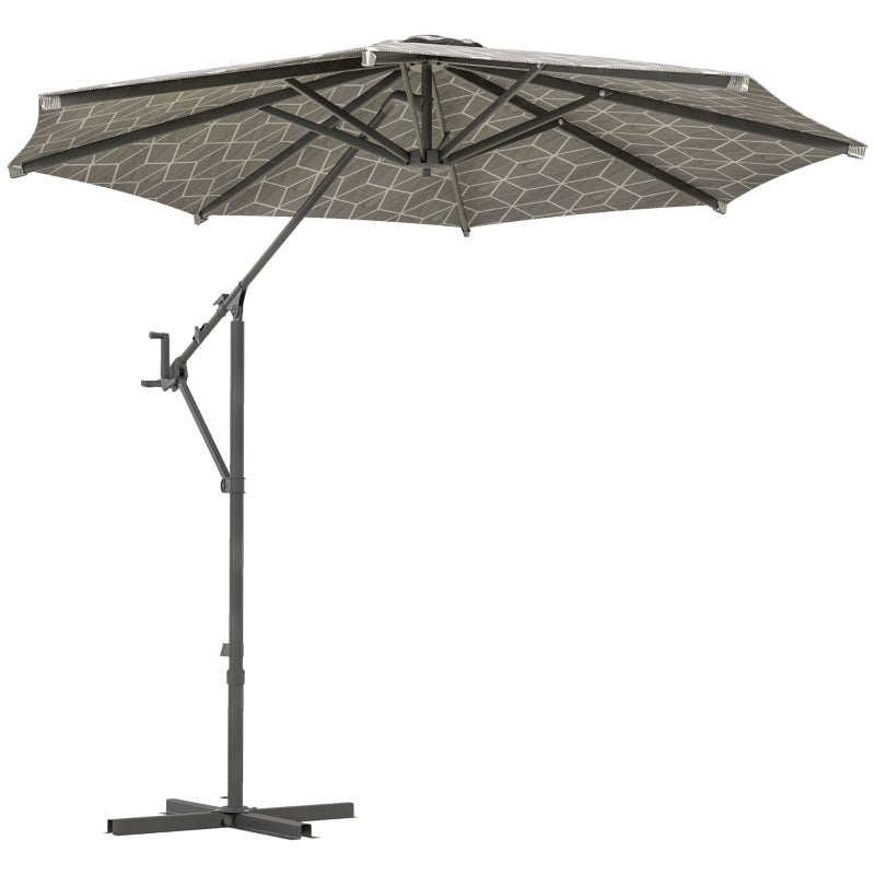 360° Rotation Black & White Cantilever Garden Parasol