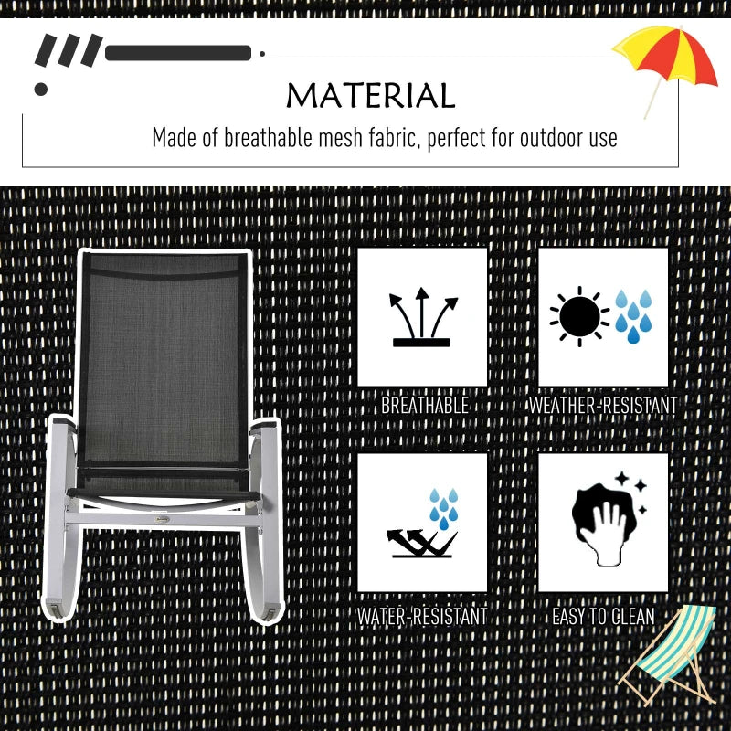 Black High Back Rocking Sun Lounger Chair for Garden Patio