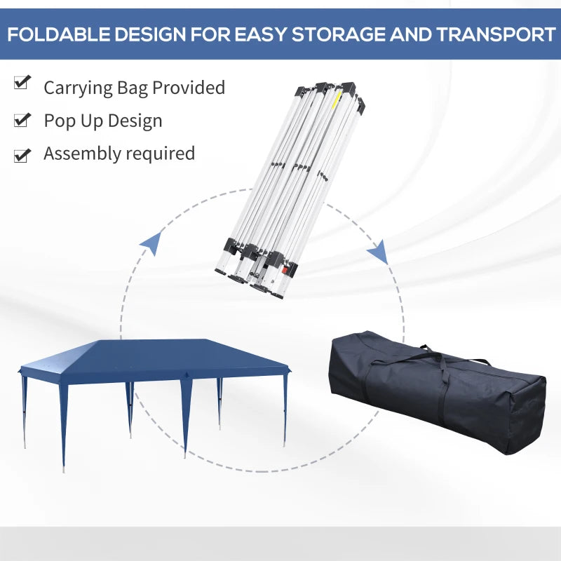 6x3m Waterproof Garden Party Gazebo - Blue