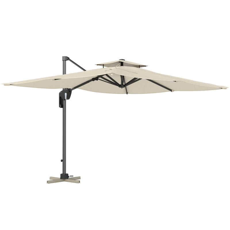 3.7m x 2.7m Cantilever Parasol Umbrella - 360° Rotation, Easy Tilt, UPF50+ Sun Shade, Black