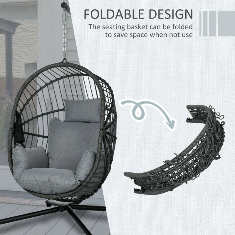 Grey Fully Padded Hanging Egg Chair
