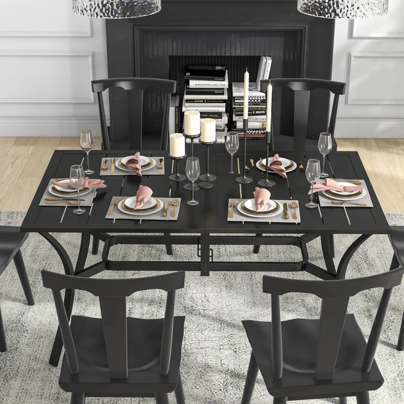 Black Steel Frame Garden Dining Table, 150cm x 90cm