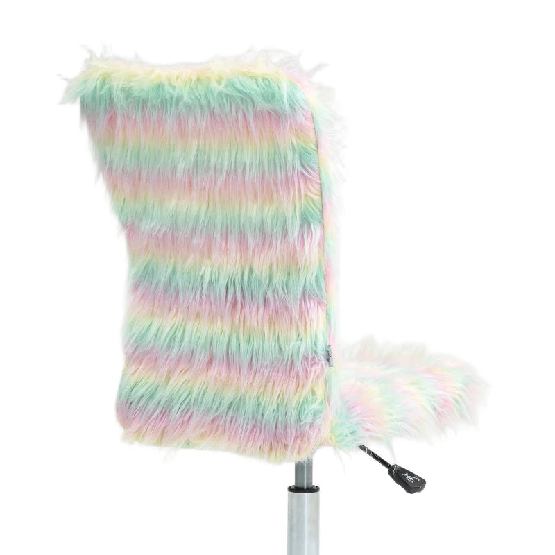 Fluffy Unicorn Desk Chair - Armless Adjustable Height Makeup Vanity Chair with Rolling Wheels for Home Study & Bedroom