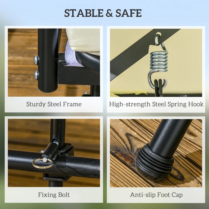 3 Seater Garden Swing Chair with Tilting Canopy - Cream White