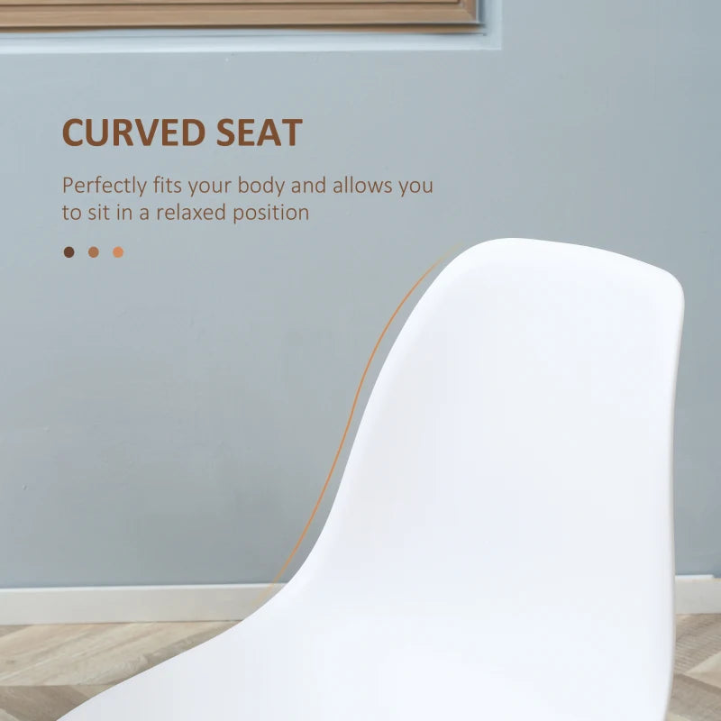 Modern Dining Chairs Set of 4 - Stylish Kitchen Chairs with Backrest & Steel Legs for Dining Room & Living Room - White