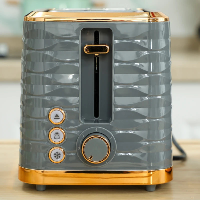 3000W Rapid Boil Kettle & 2 Slice Toaster Set - 1.7L Capacity, 7 Browning Controls, Crumb Tray, Stylish Grey Finish