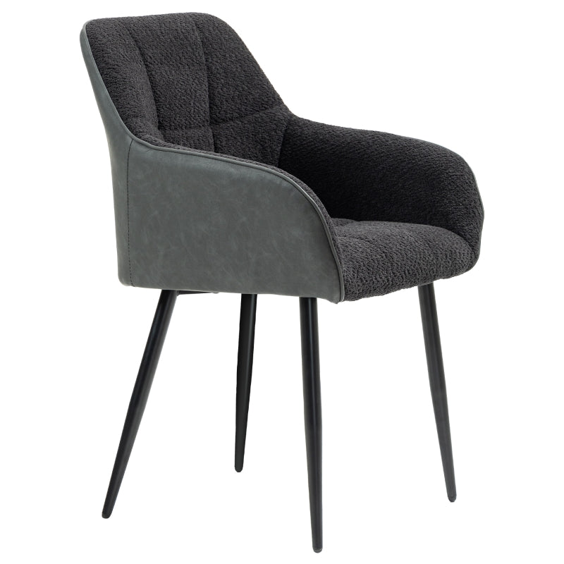 Stylish Upholstered Accent Chair with Foot Pads, Chenille Fabric Front and PU Back for Living Room or Bedroom