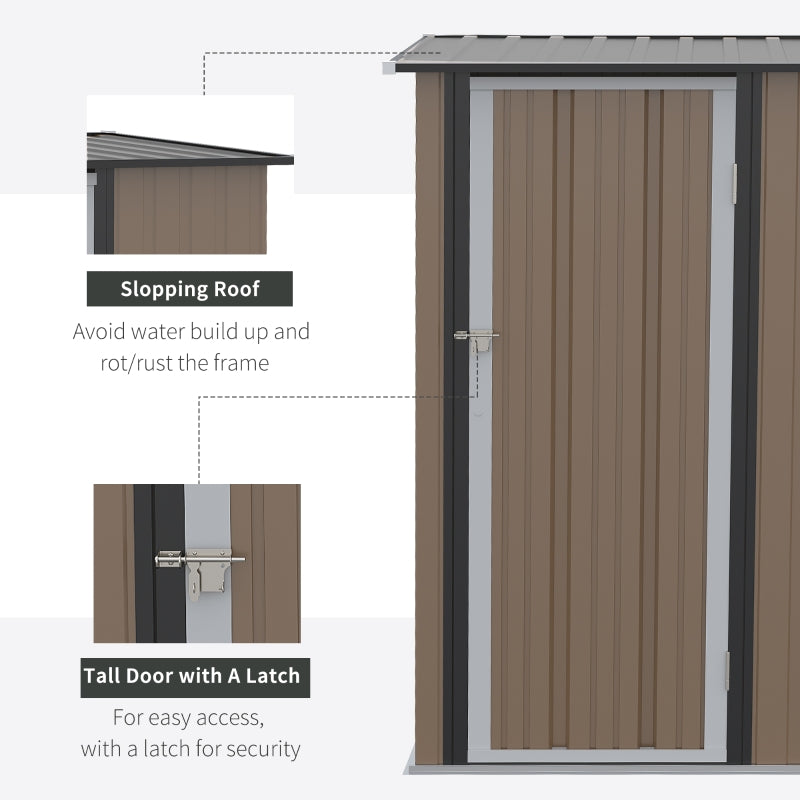 Brown 5ft x 3ft Metal Shed