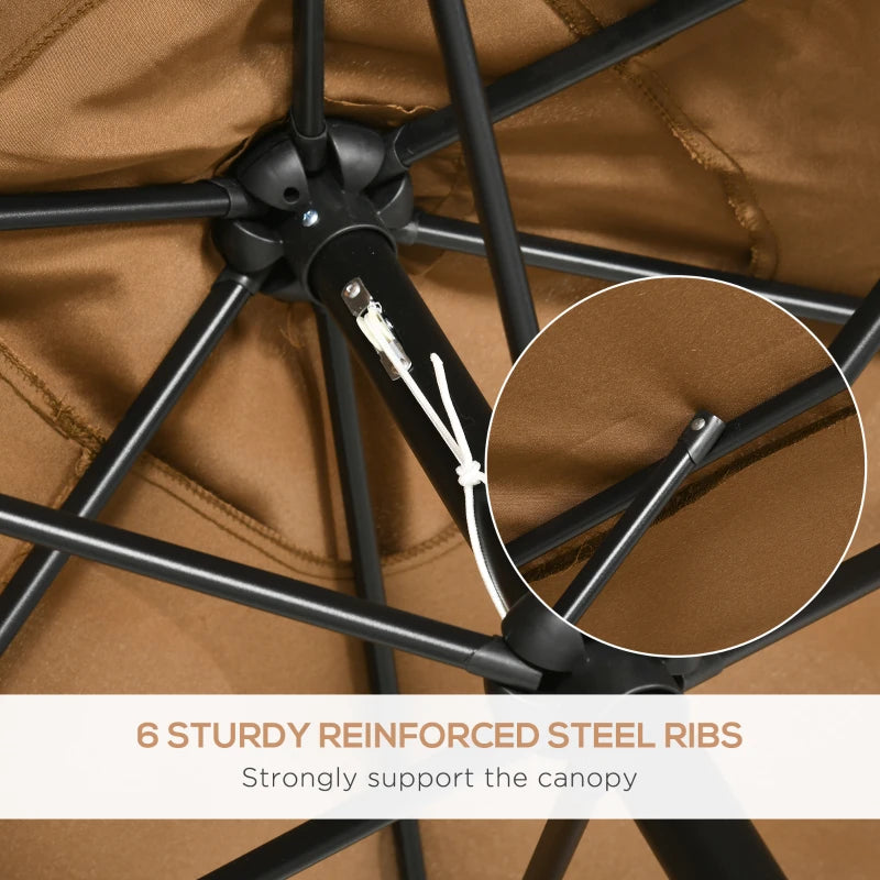 Brown Rectangular Garden Parasol Umbrella with Tilt and Crank