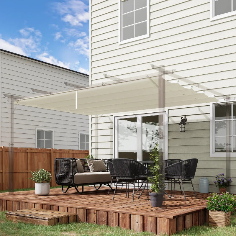Retractable Cream White Shade Cover Canopy for 4 x 3 m Pergola - Replacement Roof