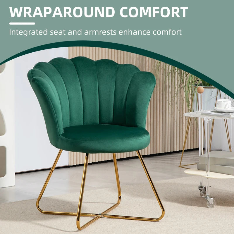 Velvet-Feel Lotus Petal Accent Chair in Green for Stylish Home Decor