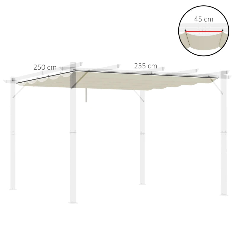 Retractable Pergola Shade Cover - Replacement Canopy Fabric for 3m x 3m Gazebo - Cream White