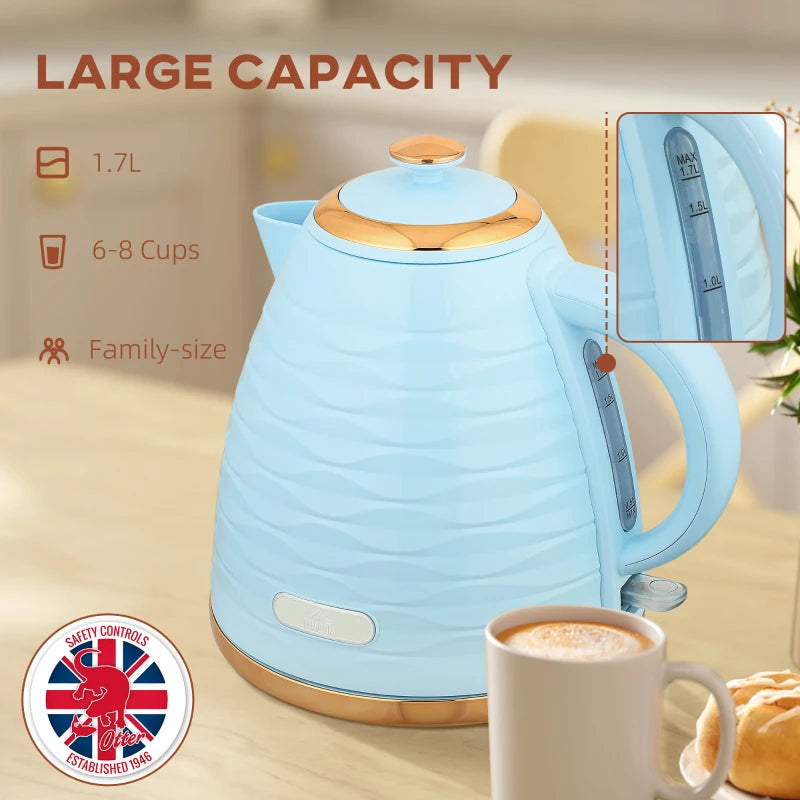 3kW Rapid Boil Light Blue Honeycomb Kettle - Stylish Electric Tea Kettle for Fast Boiling and Modern Kitchen Decor