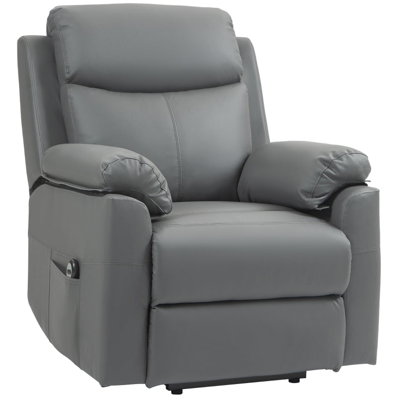 Charcoal Grey Faux Leather Electric Riser Recliner Chair with 70° Recline for Ultimate Comfort