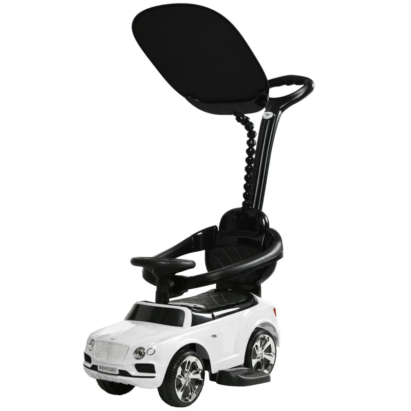 Licensed Bentley Bentayga 3-in-1 Baby Push Ride On Car with Canopy and Music White