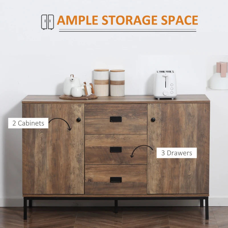 Unique Retro Mango Wood-Effect Sideboard - Stylish Storage Solution for Living Room & Dining Room Decor