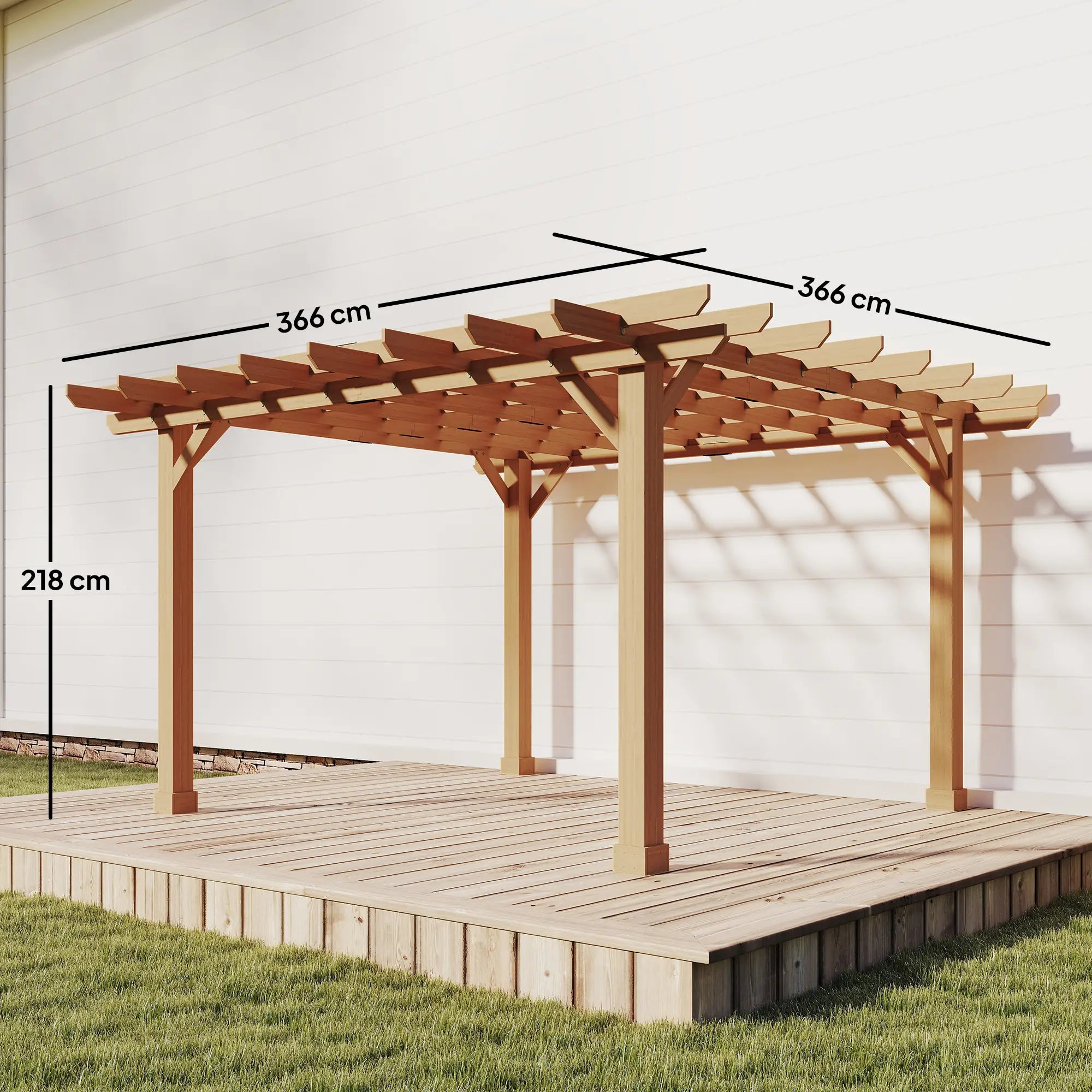3.6x3.6m Wooden Garden Pergola Kit – Dark Brown Pergola Gazebo Grape Trellis with Stable Support Structure