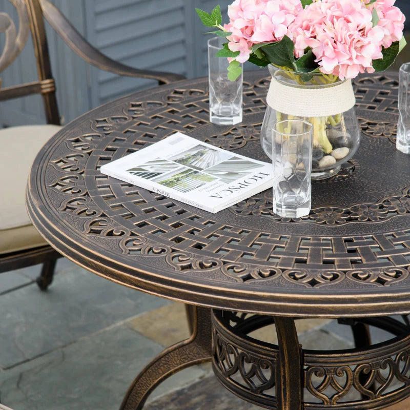 4 Seater Antique Cast Aluminium Garden Furniture Set with Cushions
