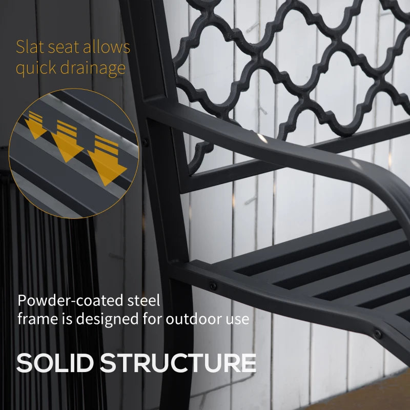 Antique Black 2-Seater Steel Garden Loveseat