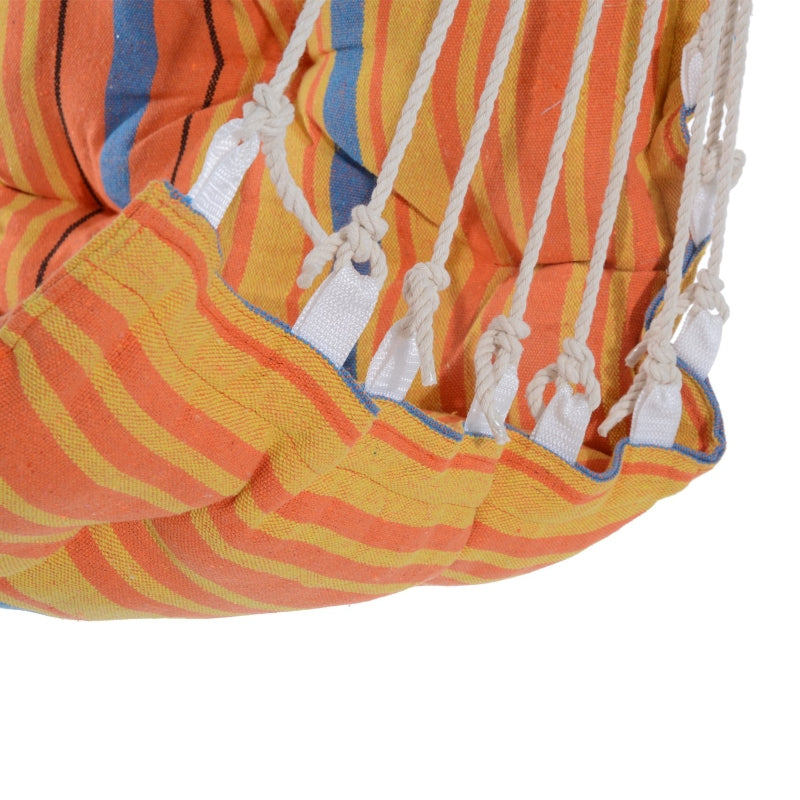 Orange Outdoor Hanging Rope Hammock Chair with Soft Padded Seat