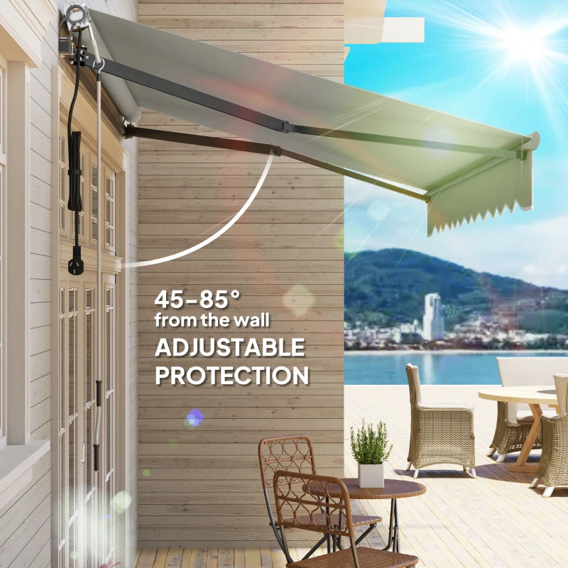 3m x 2.5m Light Grey Electric Retractable Awning with Remote Control & Aluminium Frame – UV30+ Sun Shade Canopy for Patio, Garden, Deck, Door or Window