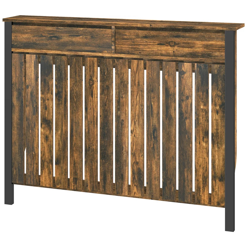 Rustic Style 93 x 119cm Radiator Cover in Brown and Black Finish
