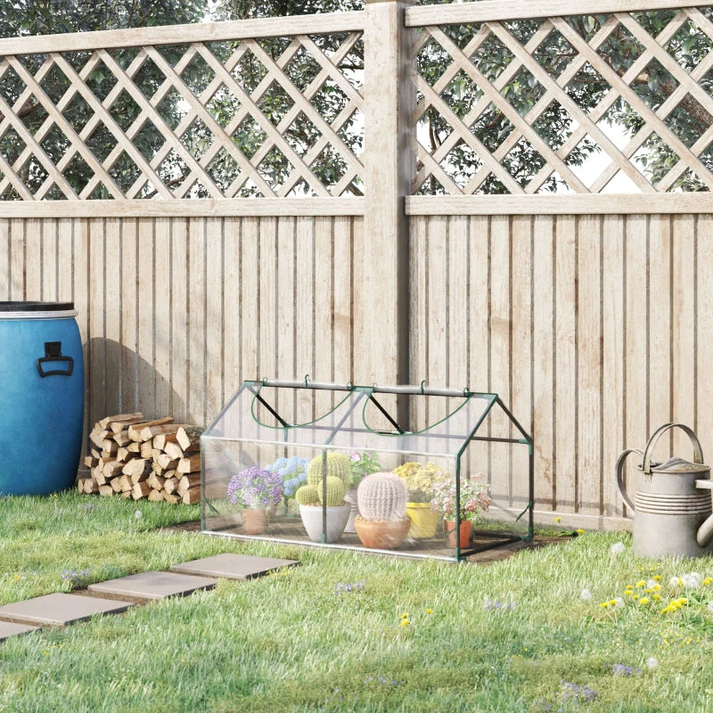 Clear Portable Mini Greenhouse for Garden with Zipped Windows, 120 x 60 x 60 cm