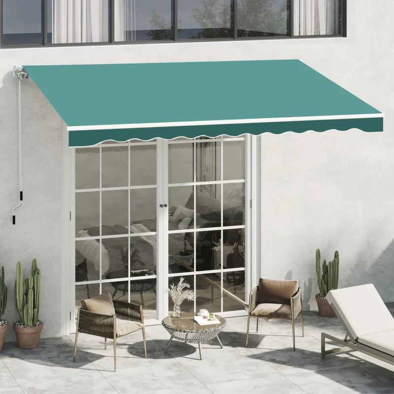 Green 3.5m x 2.5m Manual Retractable Awning - Maximum Projection 2.5m