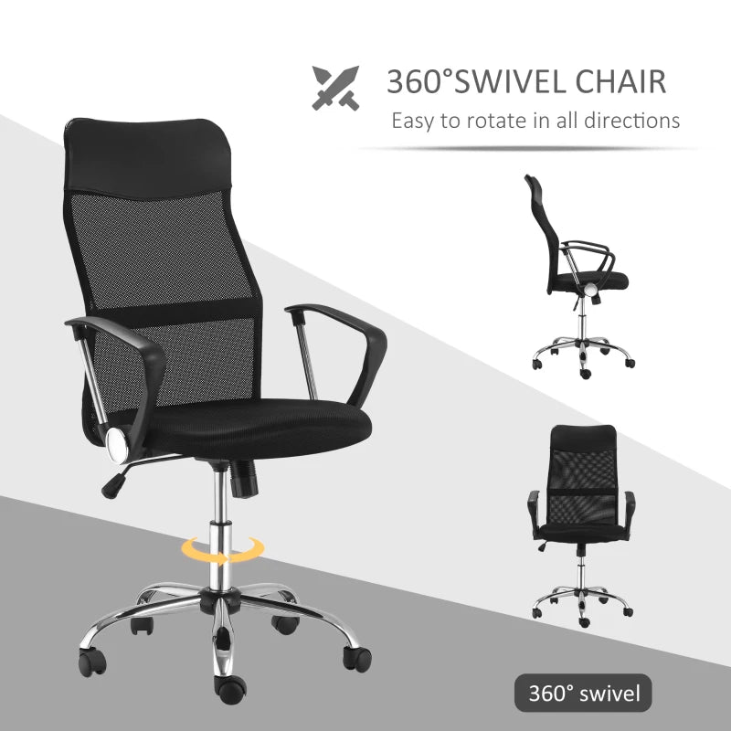 Ergonomic Mesh Office Chair with Adjustable Height and Tilt Function in Black
