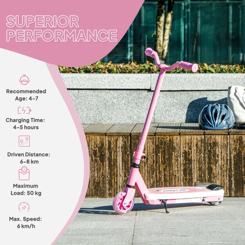 Electric Scooter for Kids Ages 4-7 with LED Lights and Rear Wheels Pink