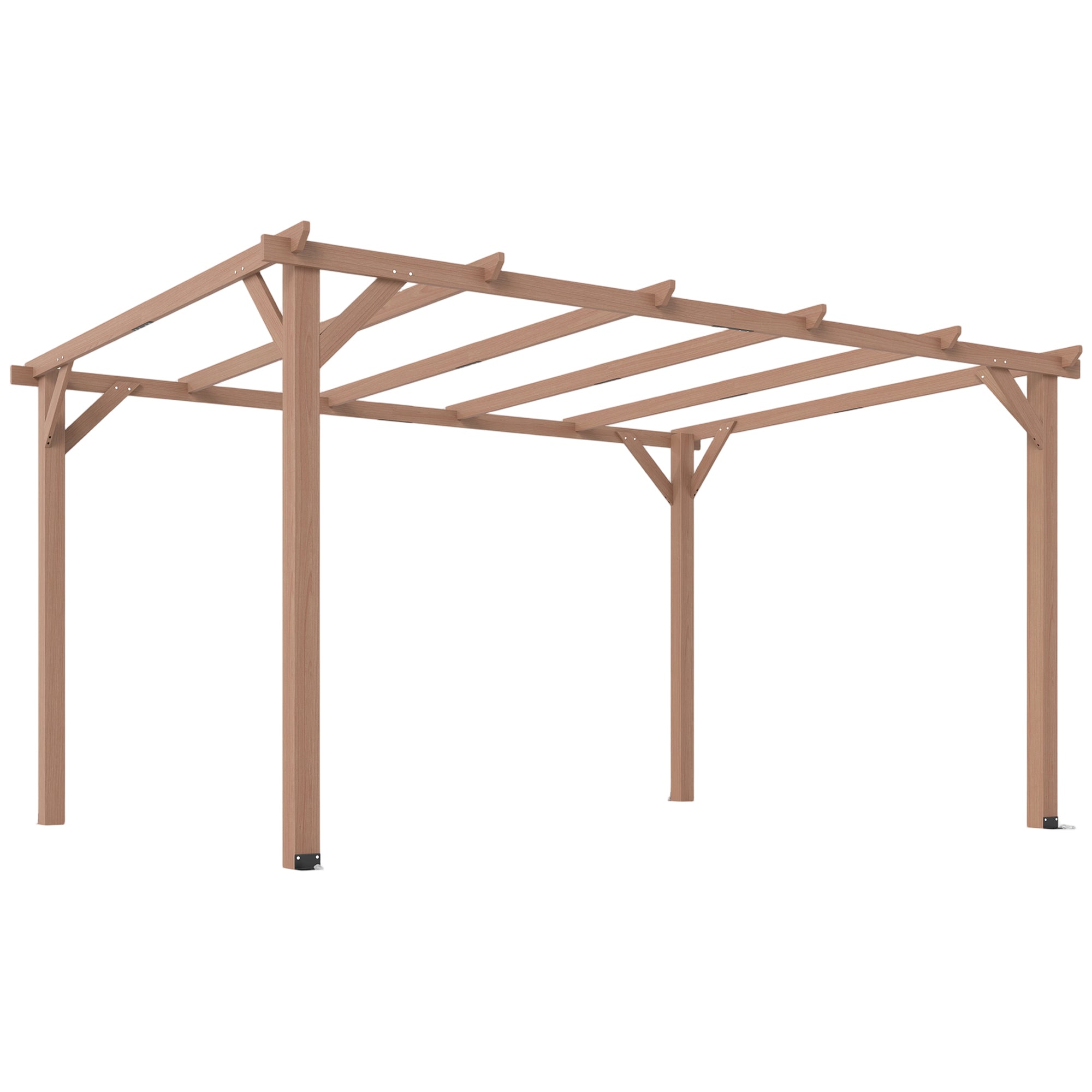 4x3m Wooden Pergola Kit with Triangle Supports – Garden Gazebo Grape Trellis Frame, 6-Beam Maple Wood-Effect Design