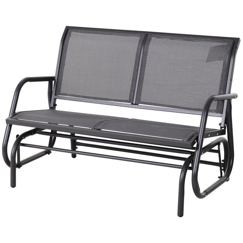 Grey 2-Person Outdoor Glider Bench Loveseat With /Power Coated Steel Frame for Garden Patio/Porch