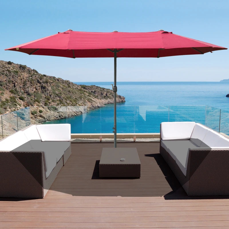Double-sided Wine Red Sun Umbrella Canopy - 4.6M Crank Shade