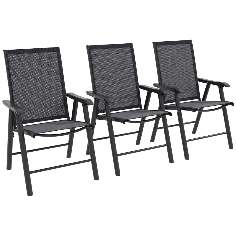 6-Piece Dark Grey Folding Outdoor Dining Chairs Set