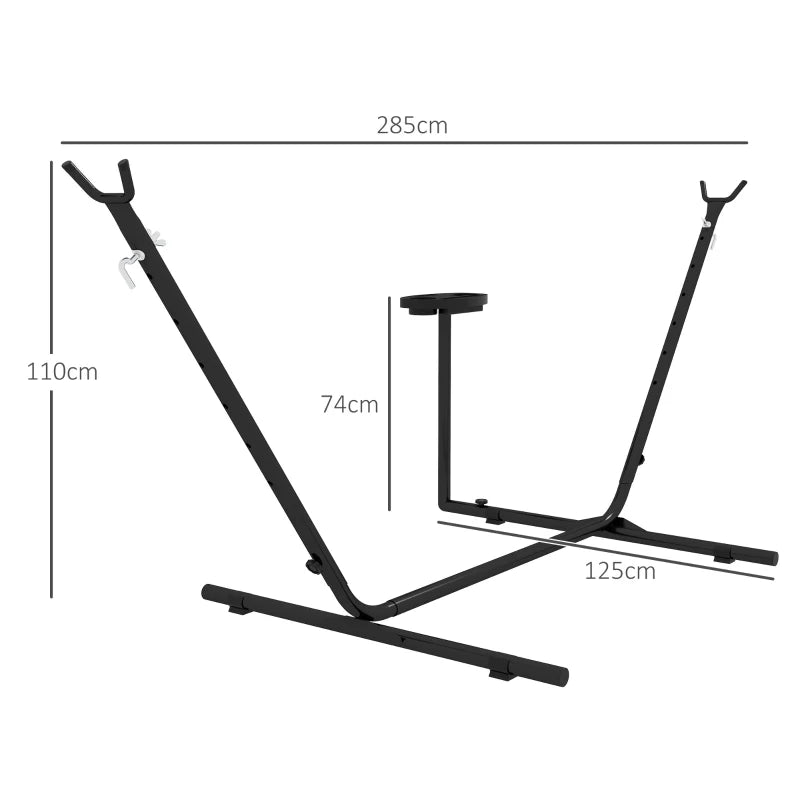 Steel Frame Hammock Stand with Side Tray, Black