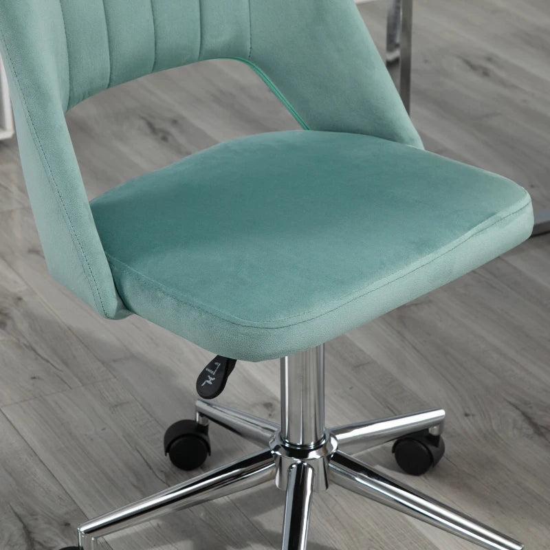 Vinsetto Green Velvet Mid Back Office Chair - Swivel Scallop Shape Computer Desk Chair for Home Study & Bedroom