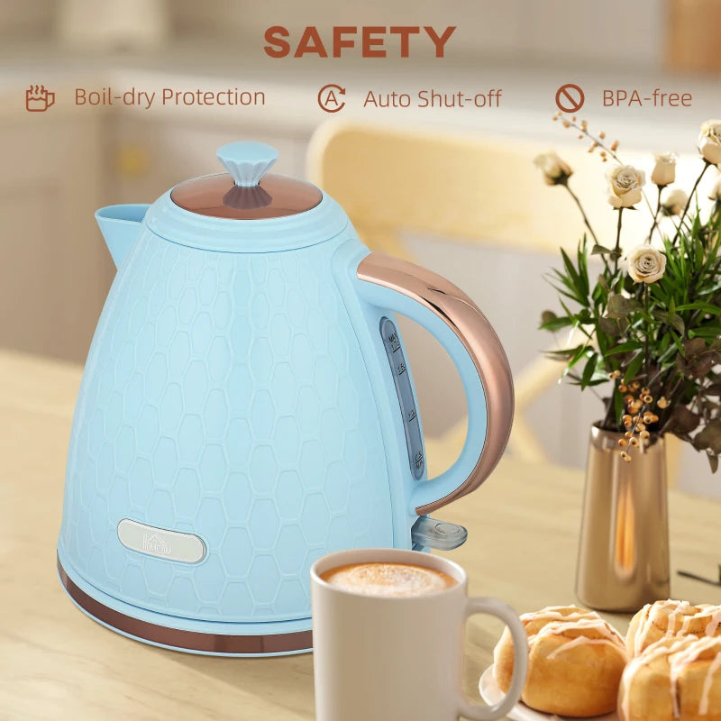 3kW Rapid Boil Light Blue Honeycomb Kettle - Stylish Electric Tea Kettle for Fast Boiling and Modern Kitchen Decor