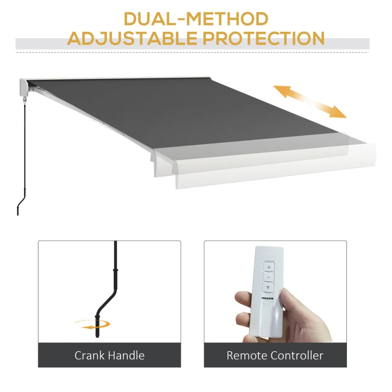 Grey 2.5m x 3m Electric Cassette Awning With Manual Handle & Remote Controller