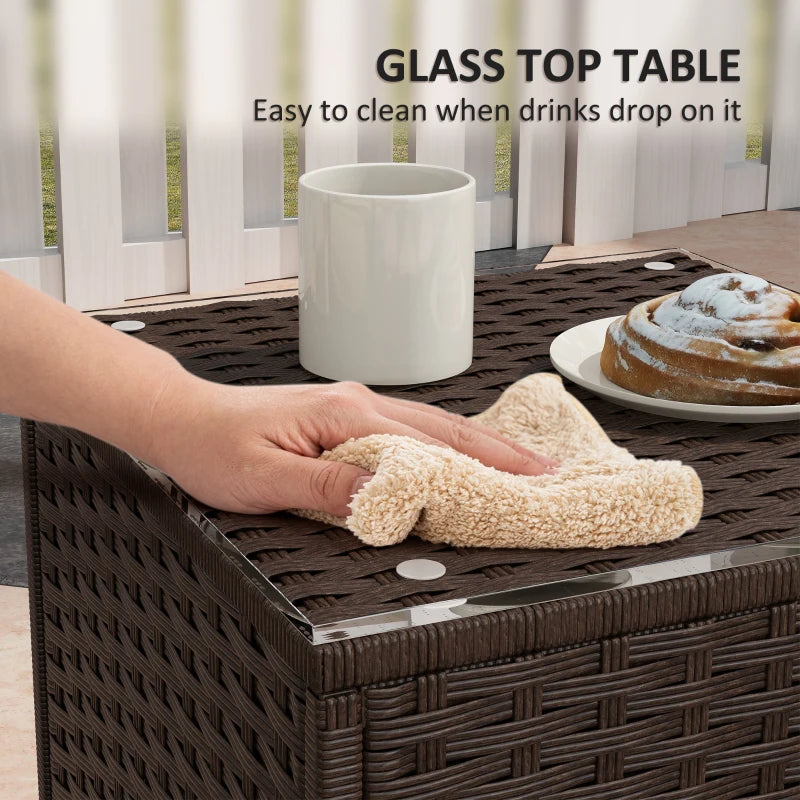 Brown Rattan Three-Piece Rocking Chair Bistro Set - Outdoor Furniture, Comfortable Seating