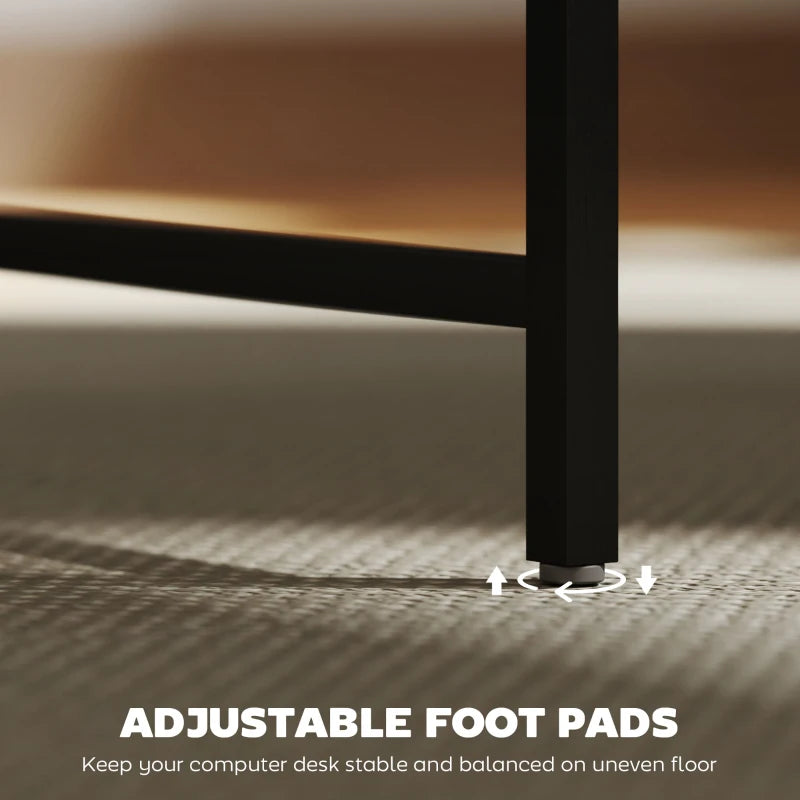 100cm Rustic Brown Computer Desk with LED Lights & Power Outlets, Gaming Table with Monitor Stand & Remote for Home Office