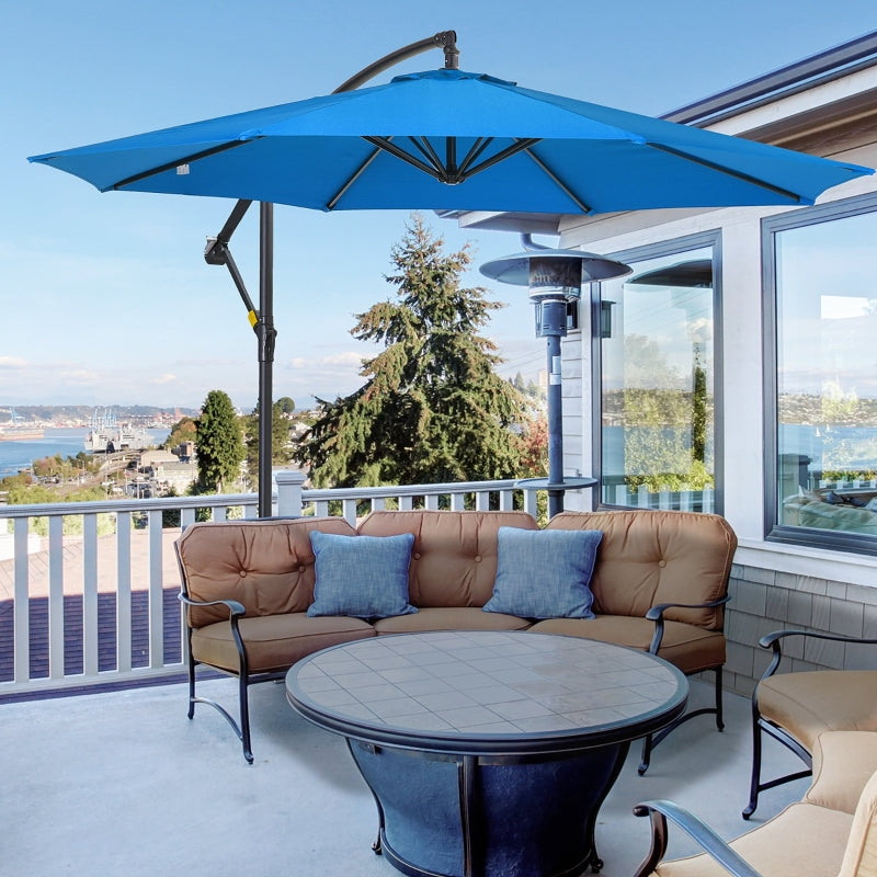 Blue 3m Offset Cantilever Parasol with Cross Base