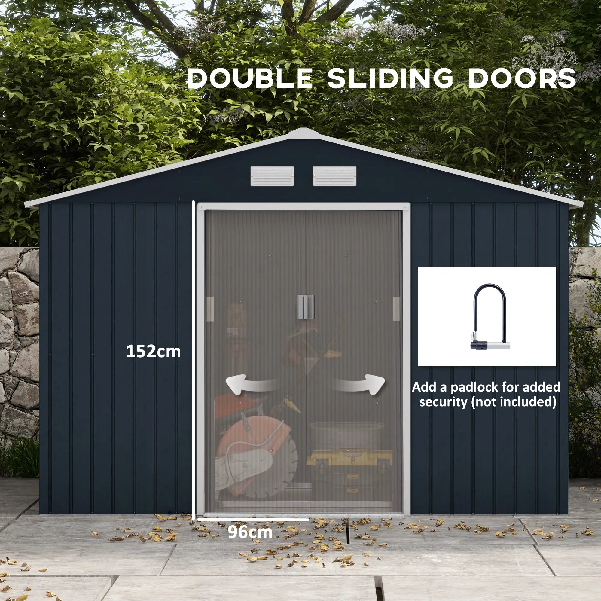 Dark Grey Metal Shed - 9ft x 6ft - With Ventilation