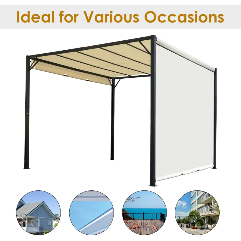 3x3m Metal Pergola with Sliding Canopy Roof – Heavy-Duty Garden Gazebo Party Tent Sun Shelter in Cream White & Black