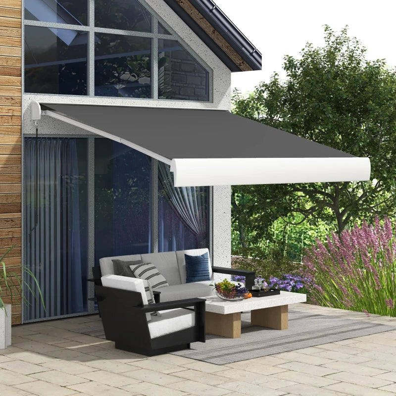 Grey 2.5m x 3m Electric Cassette Awning With Manual Handle & Remote Controller