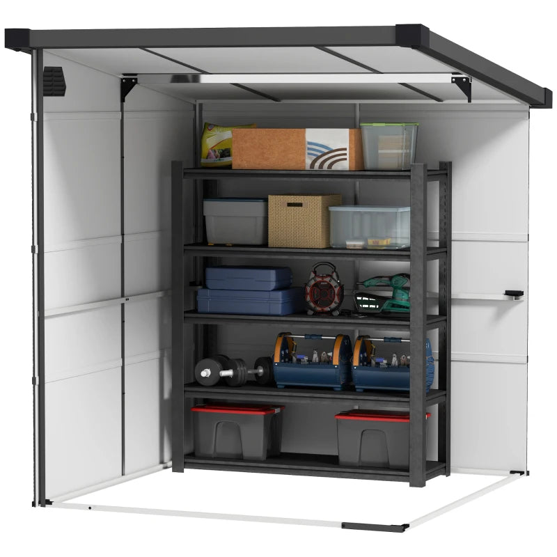 6ft x 6 ft Light Grey Outdoor Plastic Storage Shed with Windows and Air Vents - Resin Tool Shed with Latch Doors