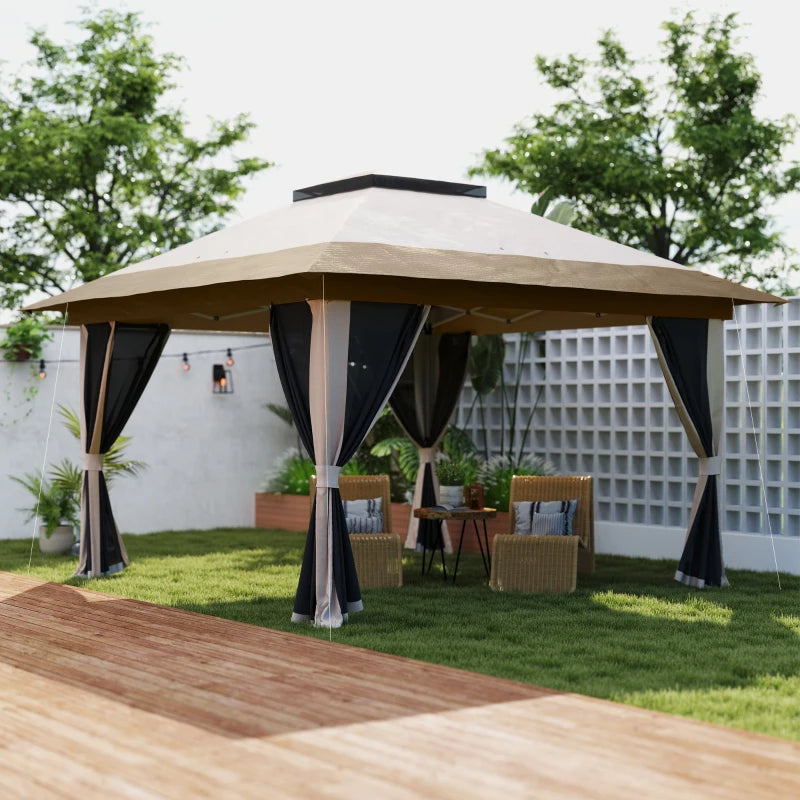 Spacious 3.6m Pop-Up Gazebo with Accessories - Beige