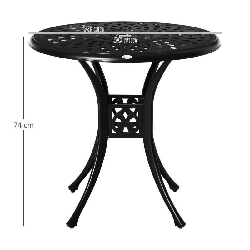 Black Round Outdoor Dining Table with Parasol Hole - 78cm